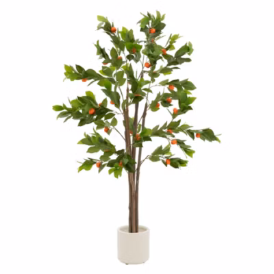 Plante artificielle oranger ML-Design 160 cm en plastique avec pot pour intérieur et extérieur