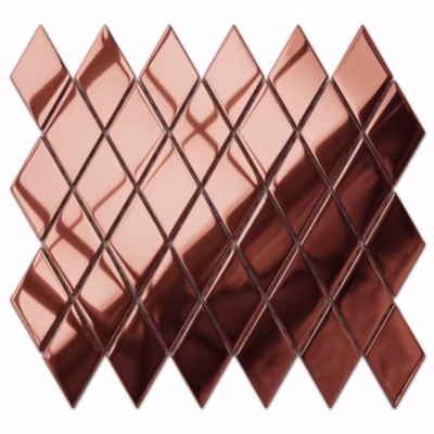 Mosaïque de verre sur maille pour salle de bain ou cuisine Copper magic romb – 25cm x 29.2cm