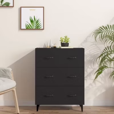 812160 vidaXL Buffet Noir 69,5x34x90 cm Bois d&rsquo;ingénierie