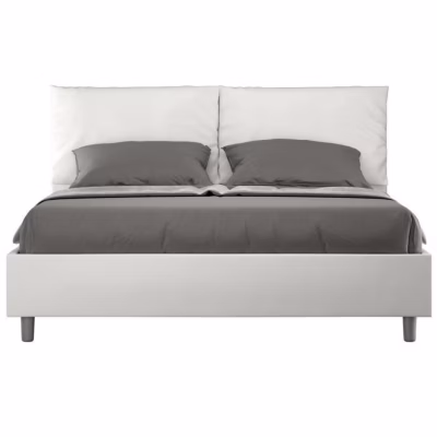 Lit Antea en simili cuir blanc avec sommier rembourré 160×200