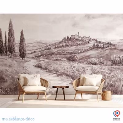 Papier peint Paysage et toscane, Aquarelle – Intissé – 200 cm – 280 cm – MaCrédenceDéco