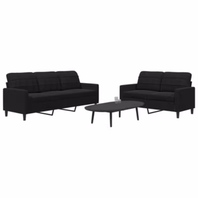 ZMH Ensemble de canapés 2 pcs avec coussins Noir Velours