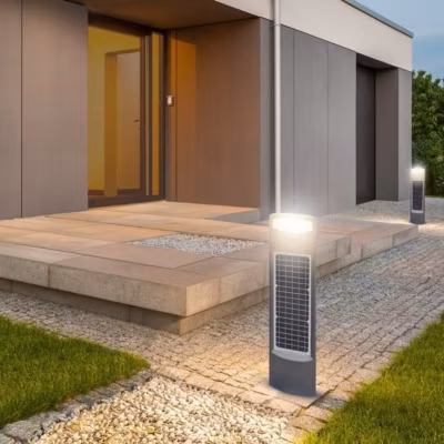 Borne solaire de jardin 2x10W LED 80 cm  Double éclairage extérieur puissant  autonome