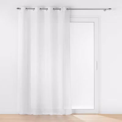 Voilage Grande Hauteur à Œillets 140 x 280 cm Effet Lin Tissé Haltona Blanc