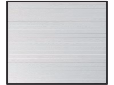Porte de garage sectionnelle effet rainuré blanc avec moteur Somfy L254 x H218 cm – NORIA