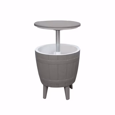 Glaciere Table d&rsquo;Appoint de Jardin en Resine Beige Gardiun Cosmopolitan 37 L 48,5×48,5×57/82cm 3 en 1 Table/Glaciere/Chaise Gris