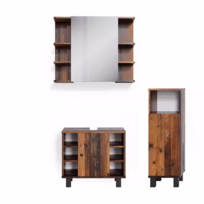 Vicco Ensemble meubles bain Chêne rustique 3 pièces, avec armoire centrale
