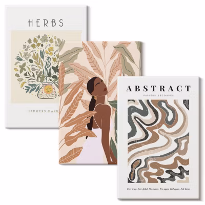 Trio de Tableaux Décoratifs Wallfluent 40×60 cm Affiches Minimalistes Pastel Bohèmes Bords Imprimés Finition Parfaite Prêt à Poser
