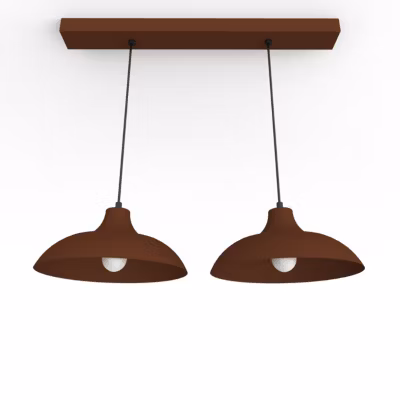 LUMICOM – PARIGINA TRACK Suspension, 2X E27, max 42W, métal, marron corten, D.30cm L.70cm