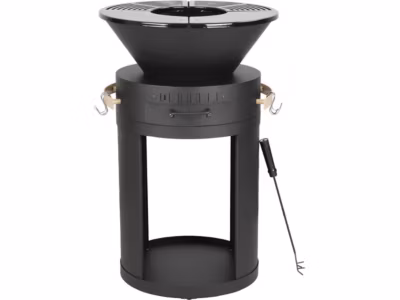 Barbecue plancha brasero a charbon et bois « Cesar »  49 x 49 x 92 cm  Noir