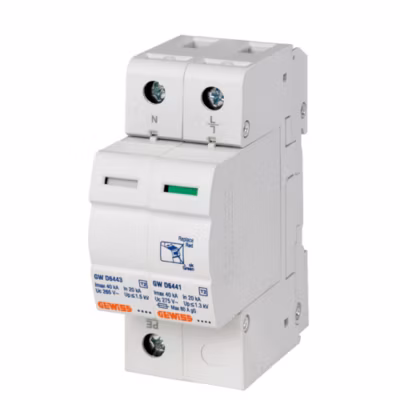 Parafoudre monophasé + neutre 40 kA – Type 2 – 2 modules – GEWISS – GWD6417