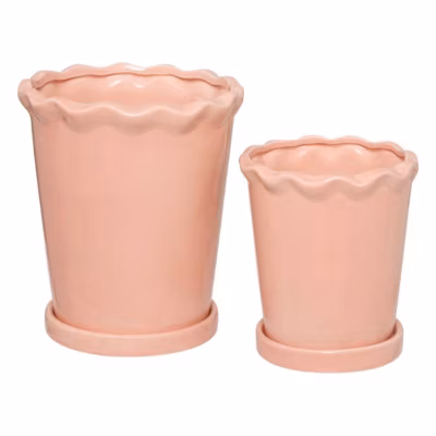 Lot de 2 cache-pots Wild H21/16cm- Rose- Atmosphera