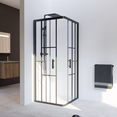 Paroi de douche d&rsquo;angle effet verrière ATELIA 80 cm x 80 cm