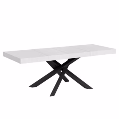 Table extensible Volantis Premium 180/440×90 cm frêne blanc pieds anthracite