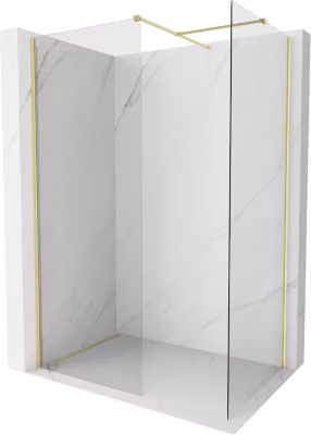 Mexen Kioto-X paroi de douche Walk-in 130 x 80 cm, transparent 10 mm, or brossé – 800-130-202-55-00-080-X