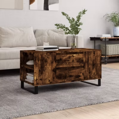 Table basse,Table Salon,Table d&rsquo;appoint chêne fumé 102×44,5×50 cm bois d&rsquo;ingénierie