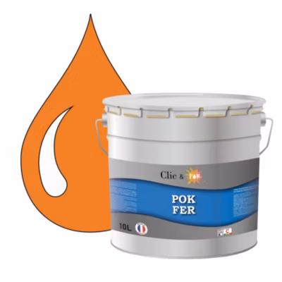 Peinture fer antirouille – Laque extérieure Semi-Brillante POK FER – 10L – RAL 2011 – Orangé Foncé