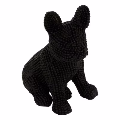 Chien déco Eden H.10cm assorti – Noir- Atmosphera
