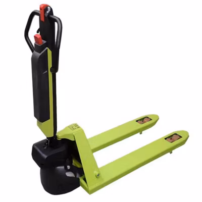 Transpalette électrique court avec fourches 900x525mm – Capacité 1,2 tonnes – Petits espaces et allées étroites – Demi palette –