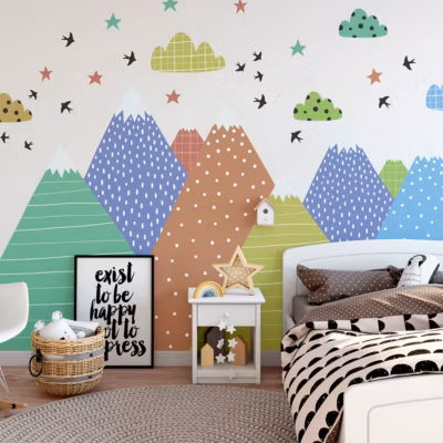 Stickers enfant montagnes scandinaves erika 120 x 180 cm