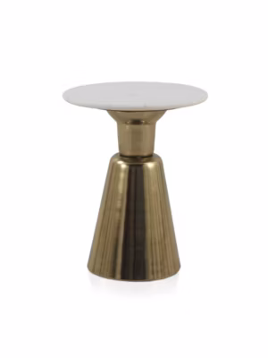 Table d&rsquo;appoint avec base en métal doré et plateau en marbre blanc