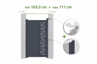 Portillon ajustable en largeur 1m ARLBERG H.180cm alu gris