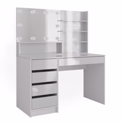 Vicco Coiffeuse Blanc 120cm avec éclairage LED, et étagère miroir