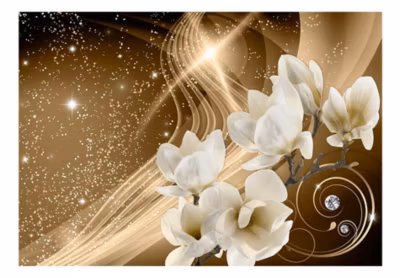 Papier peint intissé panoramique fleurs golden milky way 100×70 cm