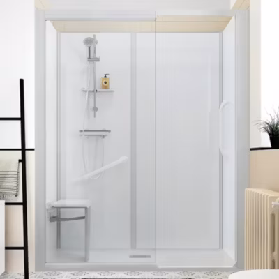 Cabine de douche Kinedo Kinemagic Sérénité 140×90 niche haute coulissante transparent thermostatique