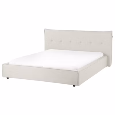 Lit avec sommier Lin synthétique LESTRE 160 x 200 cm Blanc cassé