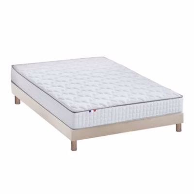 Ensemble matelas ASTRE ressorts + sommier en kit beige 140×190