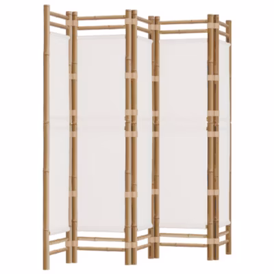 Cloison de séparation pliante 5 panneaux 200 cm Bambou et toile vidaXL