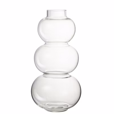 Vase 3 boules en verre transparent 19x19x36 cm