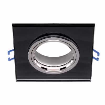 Support Spot Encastrable Orientable Carré Verre et Noir – SILUMEN – GU10 LED