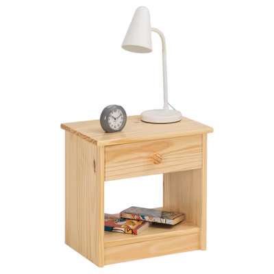 Table de chevet en pin MORITZ, vernis naturel