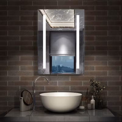 Miroir de salle de bain 70x50cm avec gradation infinie, anti-buée et mémoire, miroir mural, AICA SANITAIRE