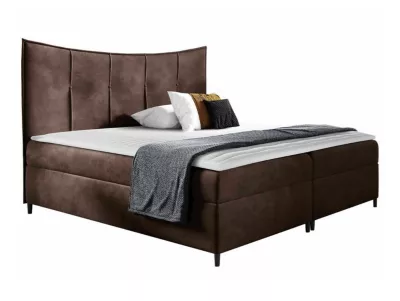 Lit continental Baltimore 178, Double, Marron, Tissu, Disponible