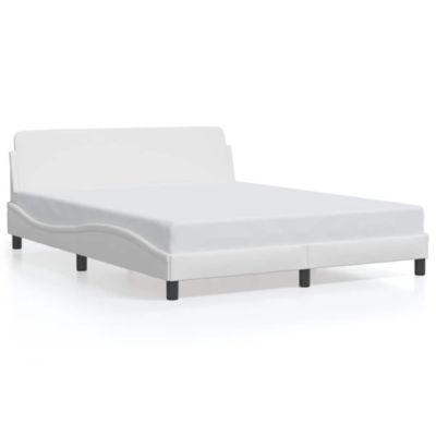 Lit double, Lit adulte, Cadre de lit Dover blanc 160×200 cm similicuir