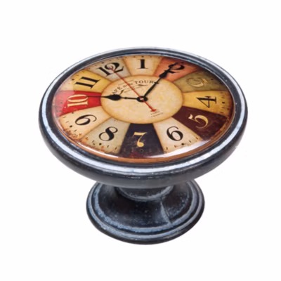 Bouton de meuble zamac diamètre 37 mm oxydé décapé horloge couleurs lot de 12 piéces