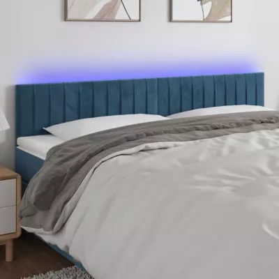 vidaXL Tête de Lit à LED Meuble de Chambre à Coucher Accessoire de Lit Double Tête de Cadre de Lit Intérieur Bleu Foncé 3121920