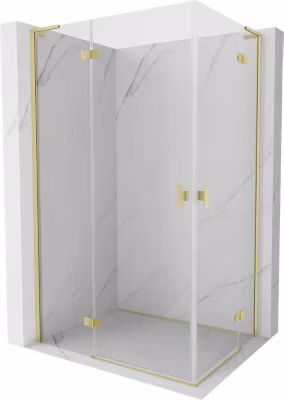 Mexen Mist-H L Duo cabine de douche pivotante gauche 95 x 75 cm, transparent, or brossé – 8A5L-095L-075P-55-00