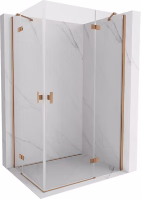 Mexen Mist-H Duo cabine de douche pivotante droite 90 x 110 cm, transparent, cuivre brossé – 8A5-090L-110P-65-00