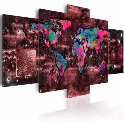 Tableau Cartes du monde Ruby Journey 100×50 cm