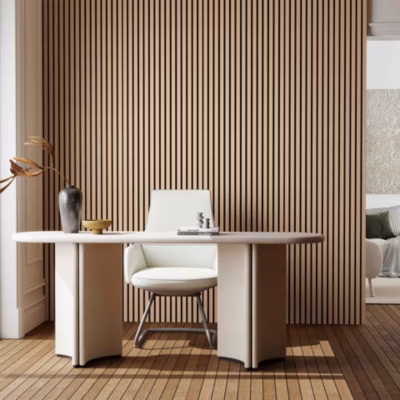 Lot de 2 Panneaux Muraux Décoratifs Acoustiques Bois MDF 240x60cm Chêne foncé  AntiBruit, Facile à Poser