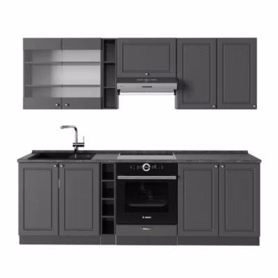 Vicco Cuisine Anthrazit-Gold Landhaus 235cm , PT Anthracite
