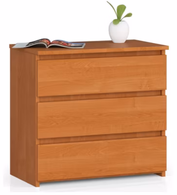Table de chevet : 3 tiroirs,  aulne, l: 60 cm, h: 57 cm, p: 35 cm