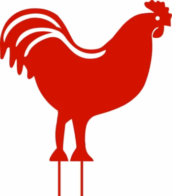 Louis Moulin Figurine à piquer coq rouge – 42,5×42 cm – Acier époxy