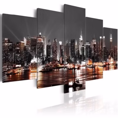 Tableau Villes Grey city 100×50 cm