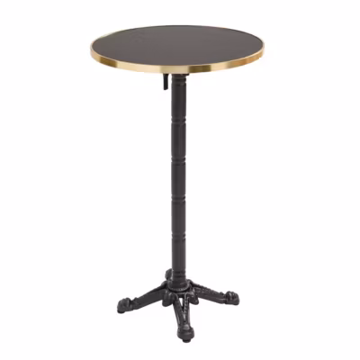 Table haute ronde 60 cm inclinable plateau noir/doré et pied noir  Oviala