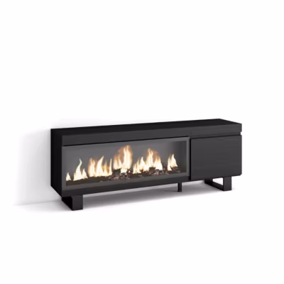 Meuble TV 160x35x57cm cheminée électrique XXL couleur noir